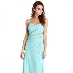 ASPEED LIGHT AQUA STRAPLESS SWEETHEART CUT-OUTS BODICE BRIDESMAID GOWN L1714